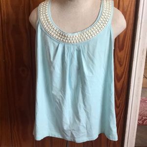 Talbots light blue tank top with beaded detail